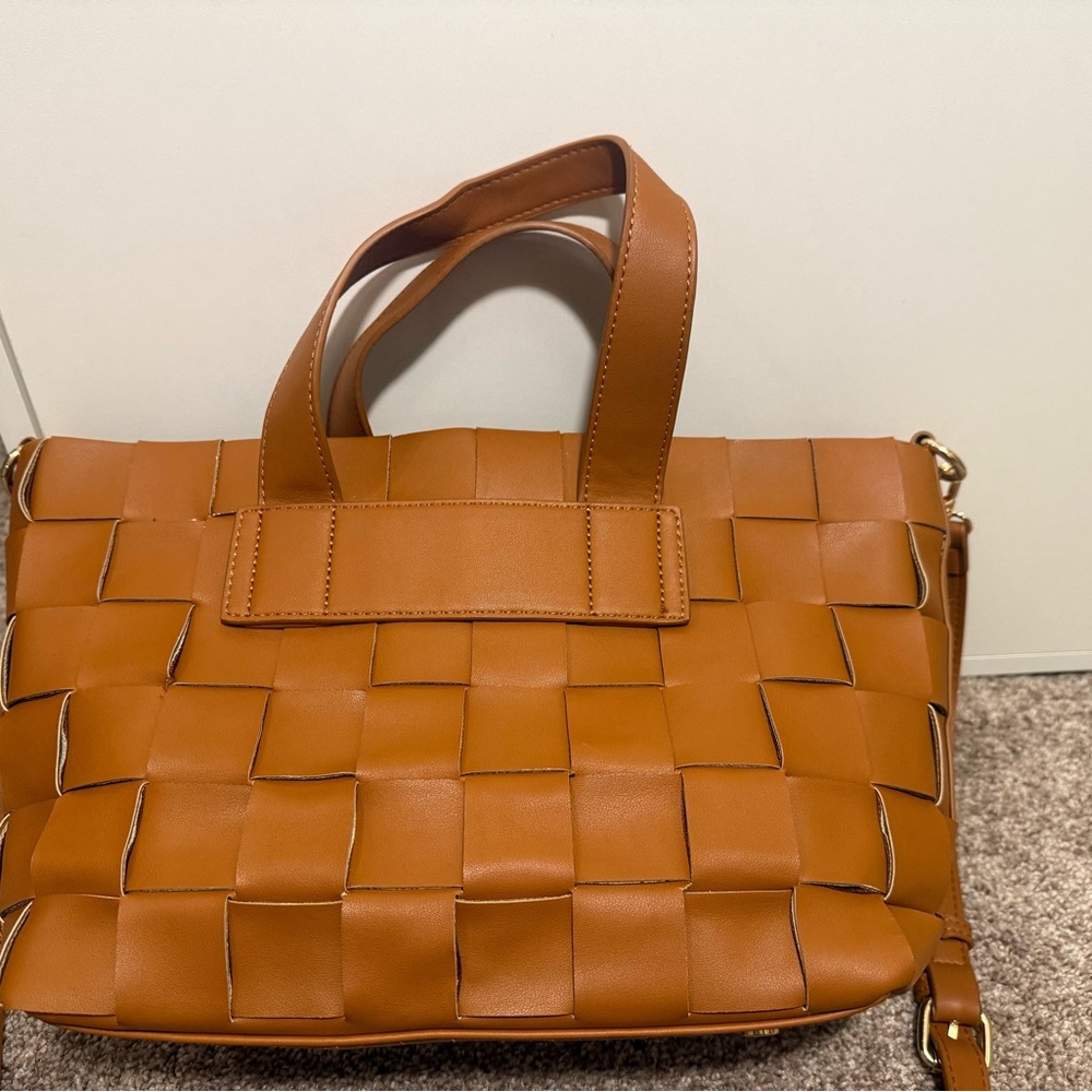 Antik Kraft woven leather crossbody camel cognac top handle - Picture 4 of 9
